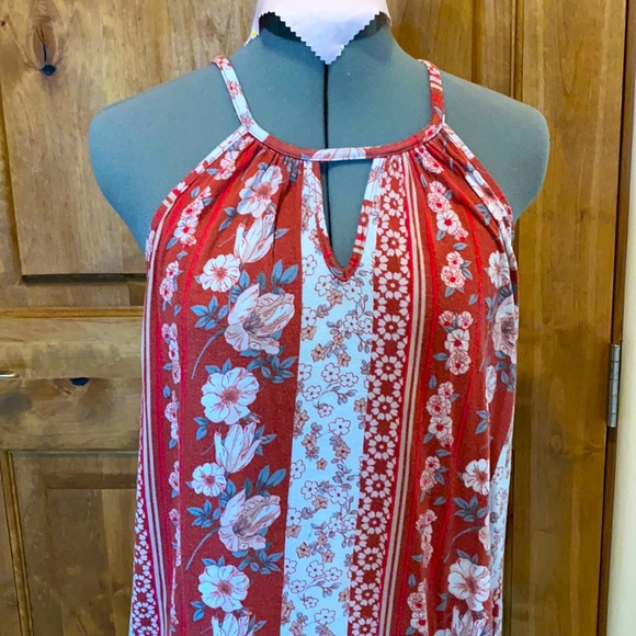 Papermoon Tops - Paper moon burnt red keyhole tank